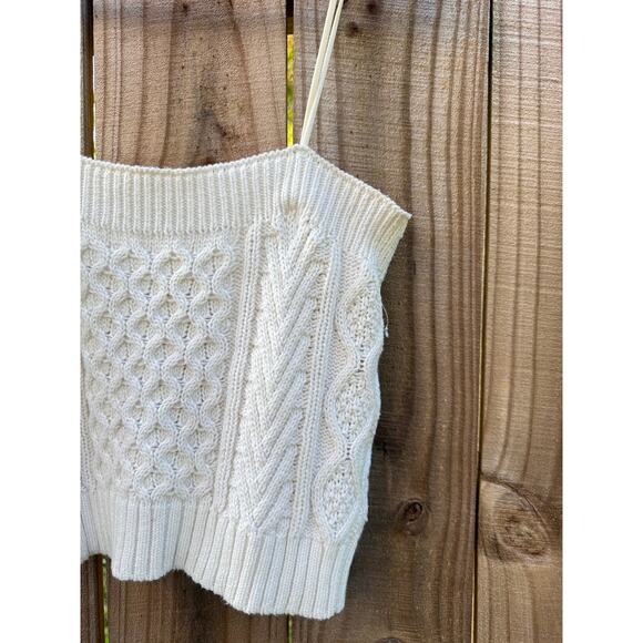 HONEYCOMB CREAM KNIT CABLE CAMI TOP - Picture 3 of 8